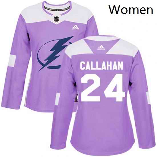 Womens Adidas Tampa Bay Lightning 24 Ryan Callahan Authentic Purple Fights Cancer Practice NHL Jersey